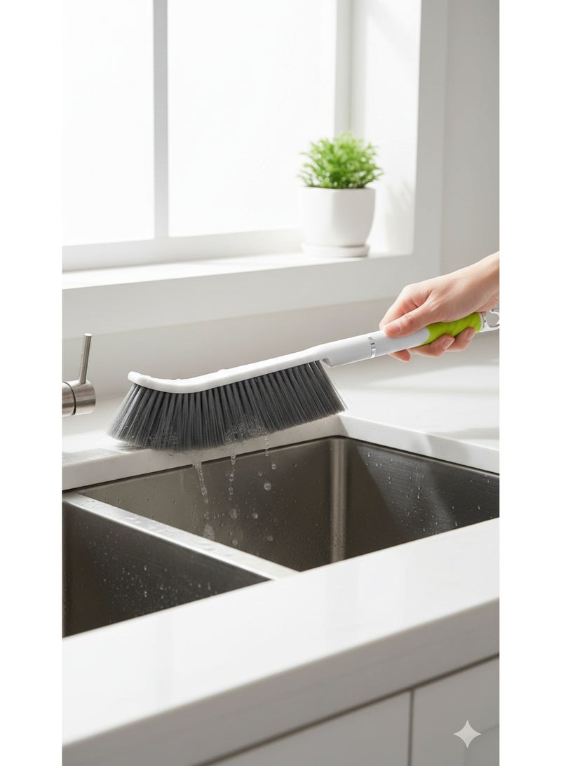 Multi-Function Deep Cleaning Brush with Curved Head for Hard-to-Reach Areas – Heavy Duty Cleaning Brush with Soft Flexible Bristles for Tough Stains Removal – Long Non-Slip Handle with Hanging Hook – Ideal for Bathroom, Kitchen, Tile Grout, Windows, Shoes and Car Interior Cleaning - Image 2